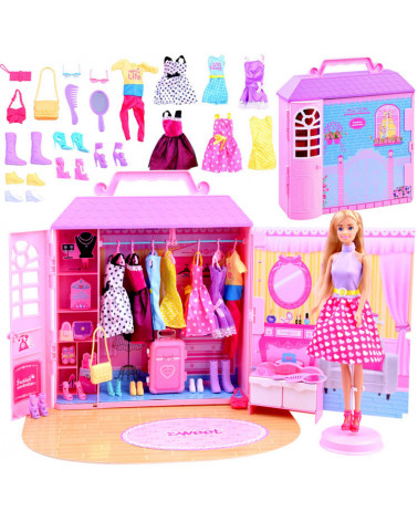 Anlily Lalka domek SZAFA garderoba ubranka ZA2228