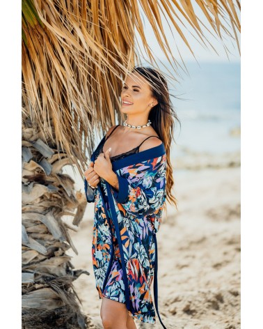 Szlafrok Edna Granatowy wzór