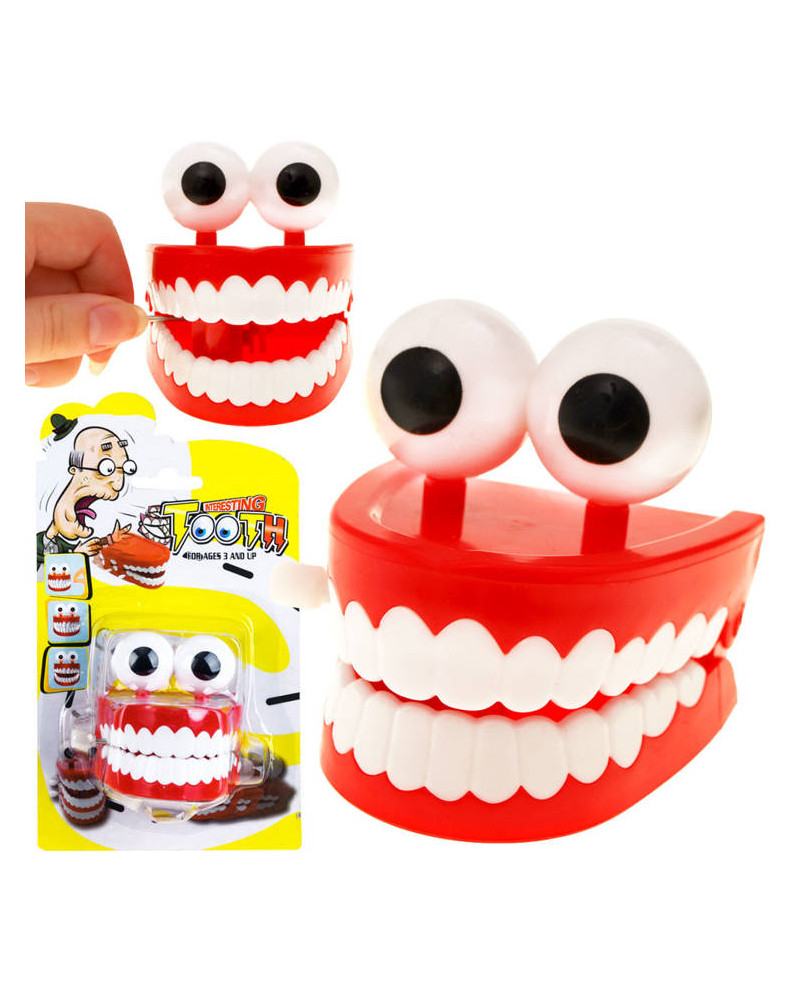 Nakręcana Klekocząca SZCZĘKA chodzące zęby duże oczy Wesoła zabawka ZA1162