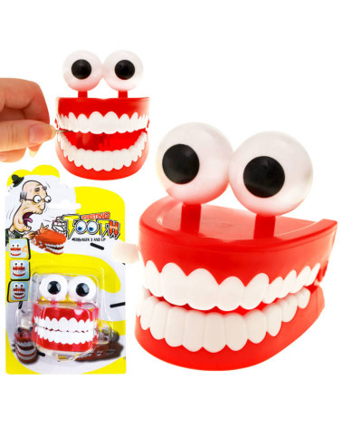 Nakręcana Klekocząca SZCZĘKA chodzące zęby duże oczy Wesoła zabawka ZA1162