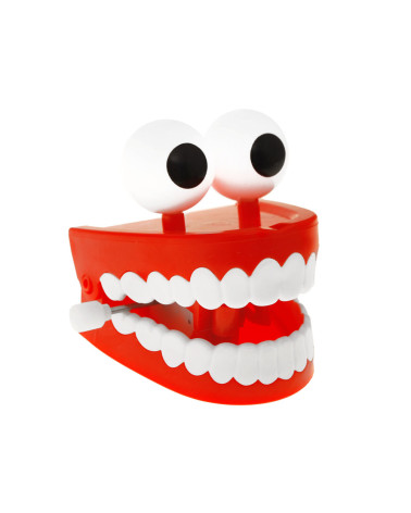 Nakręcana Klekocząca SZCZĘKA chodzące zęby duże oczy Wesoła zabawka ZA1162