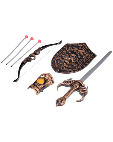 Zestaw Rycerza Łuk Miecz Tarcza Kostium Rycerski ZA5291
