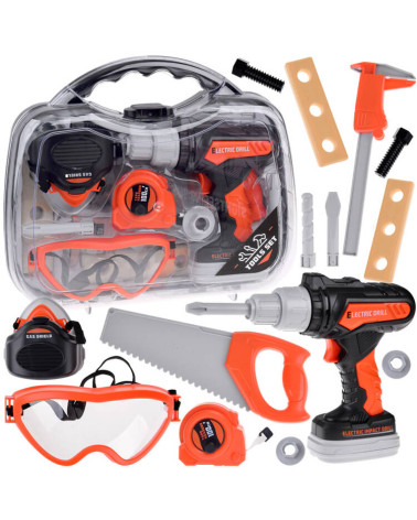 Walizka Zestaw majsterkowicza ruchoma Wkrętarka Metr Piła gogle ZA4731