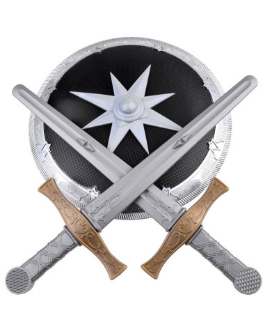 Miecze + tarcza ochronna zestaw dla rycerza ZA3937