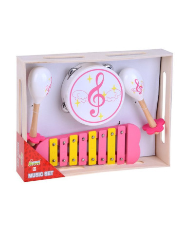 Drewniane instrumenty cymbałki tamburyn IN0085