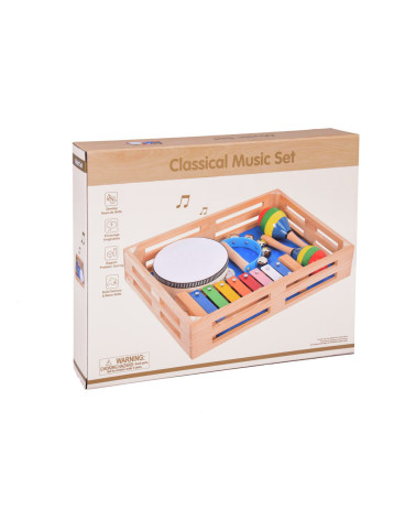 Drewniany zestaw instrumentów 4w1 zabawka IN0134