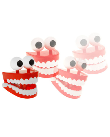 Nakręcana Klekocząca SZCZĘKA chodzące zęby duże oczy Wesoła zabawka ZA1162