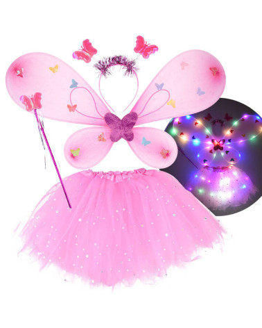 Jasno rózowyświecący Kostium dla Małej wróżki Skrzydełka Motyl bal  ZA4805 JR