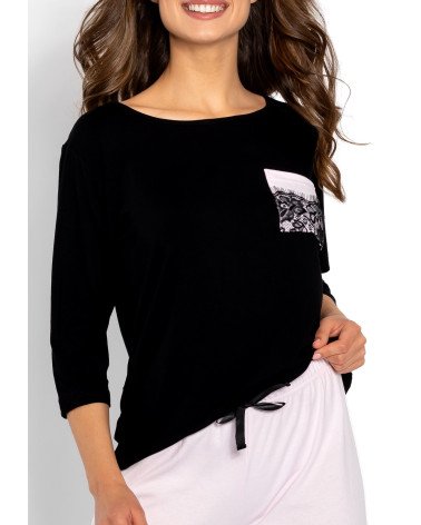 Piżama Ashley Black-Pink