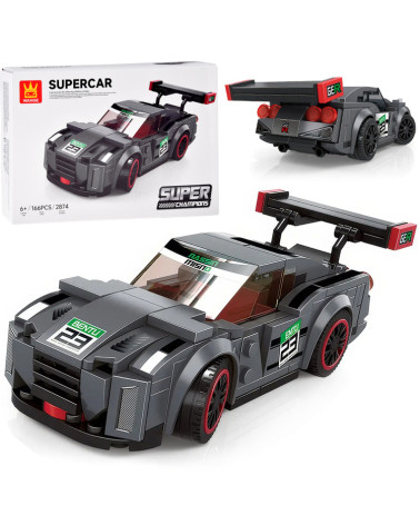 Klocki techniczne Sportowe auto SZARE 166-elementów + naklejki ZA5743