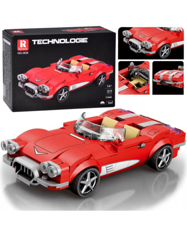 Klocki techniczne Retro auto CZERWONY KABRIOLET z lat 50. 311-ele ZA5790