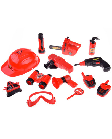 Duży zestaw strażaka kask piła 13ele straż pożarna ZA4698