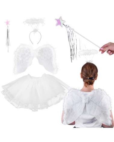 Kostium ANIOŁA - Zawiera: skrzydła, aureola, spódniczka, różdżka ZA5860
