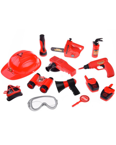 Duży zestaw strażaka kask piła 13ele straż pożarna ZA4698
