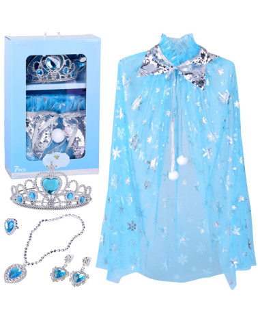 Kostium dla księżniczki "KRÓLOWA LODU" - peleryna i zestaw biżuterii ZA6028