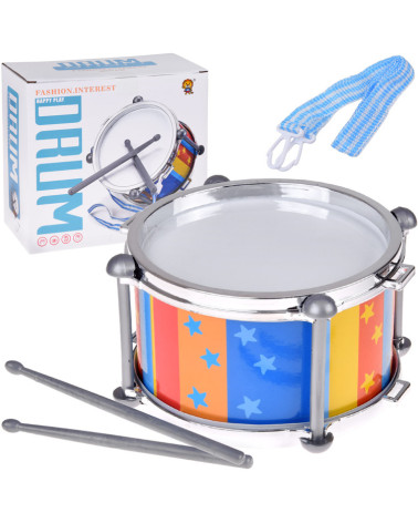 Kolorowy bębenek dla dobosza 2 pałeczki + pasek śr 18 cm IN0181