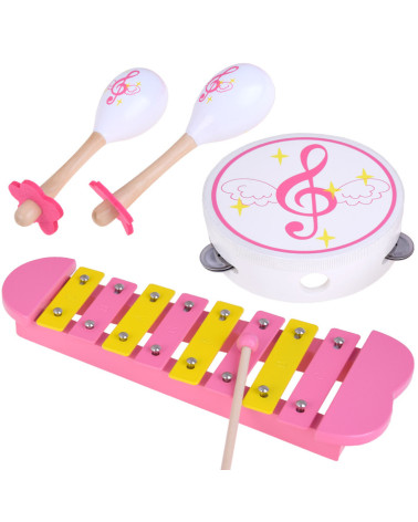 Drewniane instrumenty cymbałki tamburyn IN0085