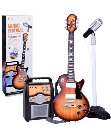 Gitara Elektryczna z Mikrofonem i Wzmacniaczem dla Dzieci Karaoke IN0171