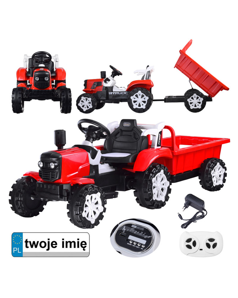 Traktor z przyczepą na akumulator świeci PA0234